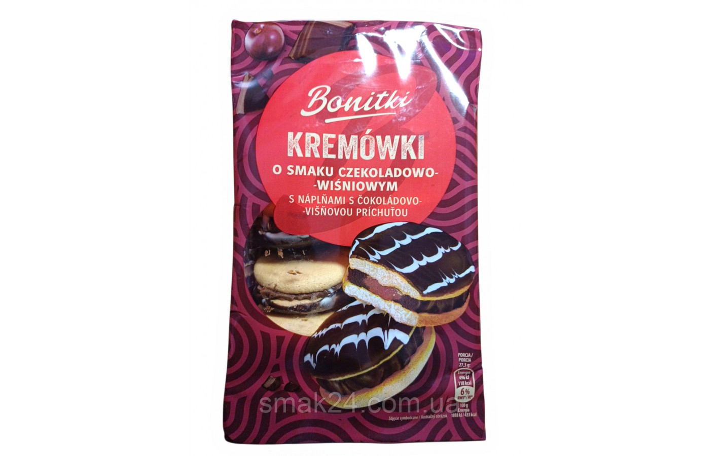 Печенье бисквитное с шоколадным кремом и абрикосовым джемом Bonitki Kremowki 330г Польша