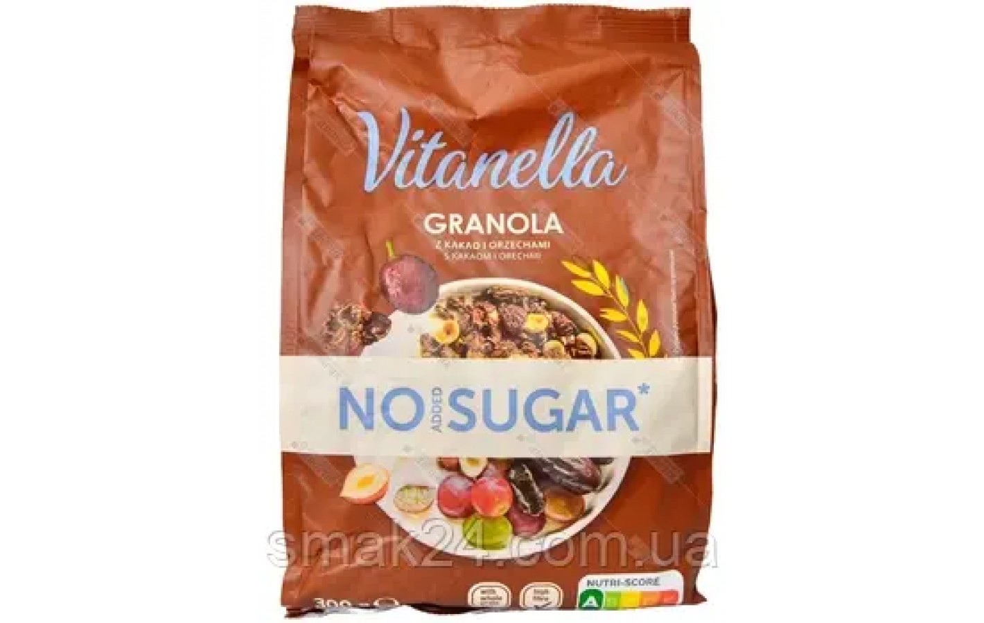 Гранола (Мюсли) БЕЗ САХАРА с вкусом какао и лесными орехами Vitanella Granola No Sugar 300г Польша
