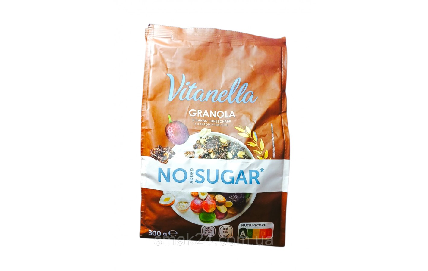 Гранола (Мюсли) БЕЗ САХАРА с вкусом какао и лесными орехами Vitanella Granola No Sugar 300г Польша