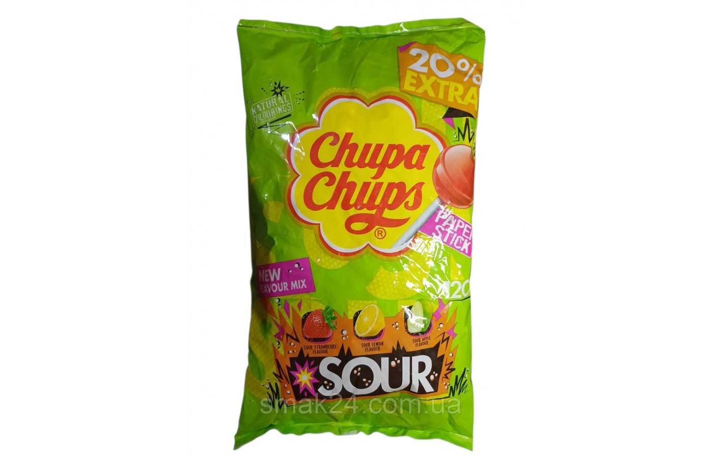 Конфеты на палочке три вкуса Chupa Chups Sour 1шт x12г  Испания