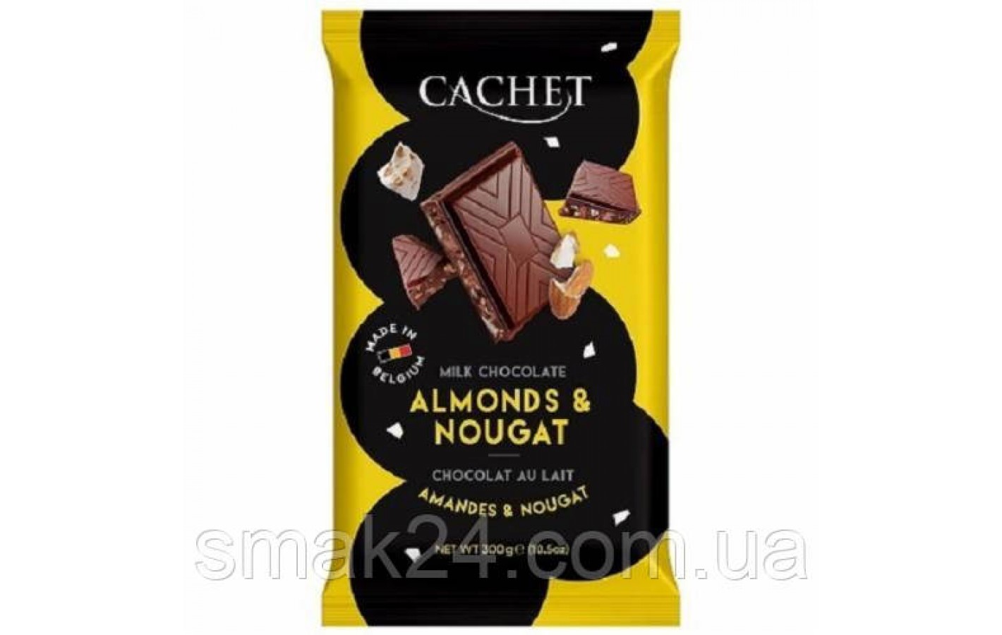 Шоколад CACHET (КАШЕТ) молочний 32% какао Мигдаль та Нуга Бельгія 300 г