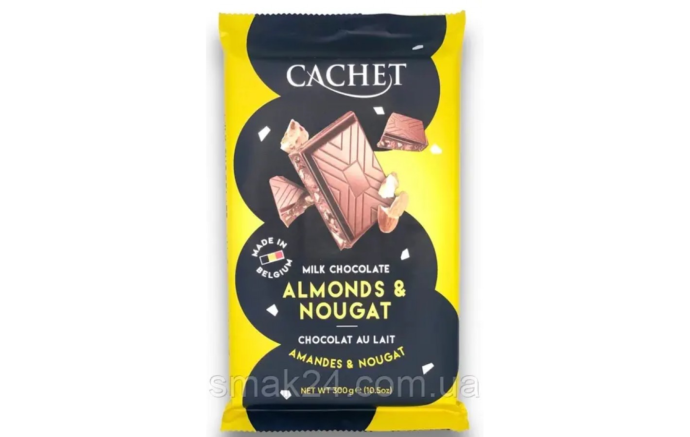 Шоколад CACHET (КАШЕТ) молочний 32% какао Мигдаль та Нуга Бельгія 300 г