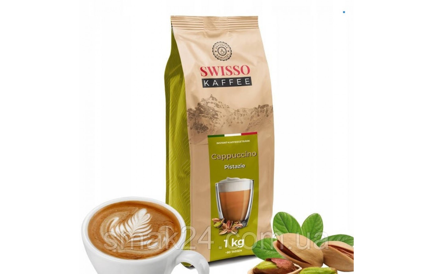 Капучино с фисташковым вкусом Swisso Cappuccino Pistazie 1кг Германия