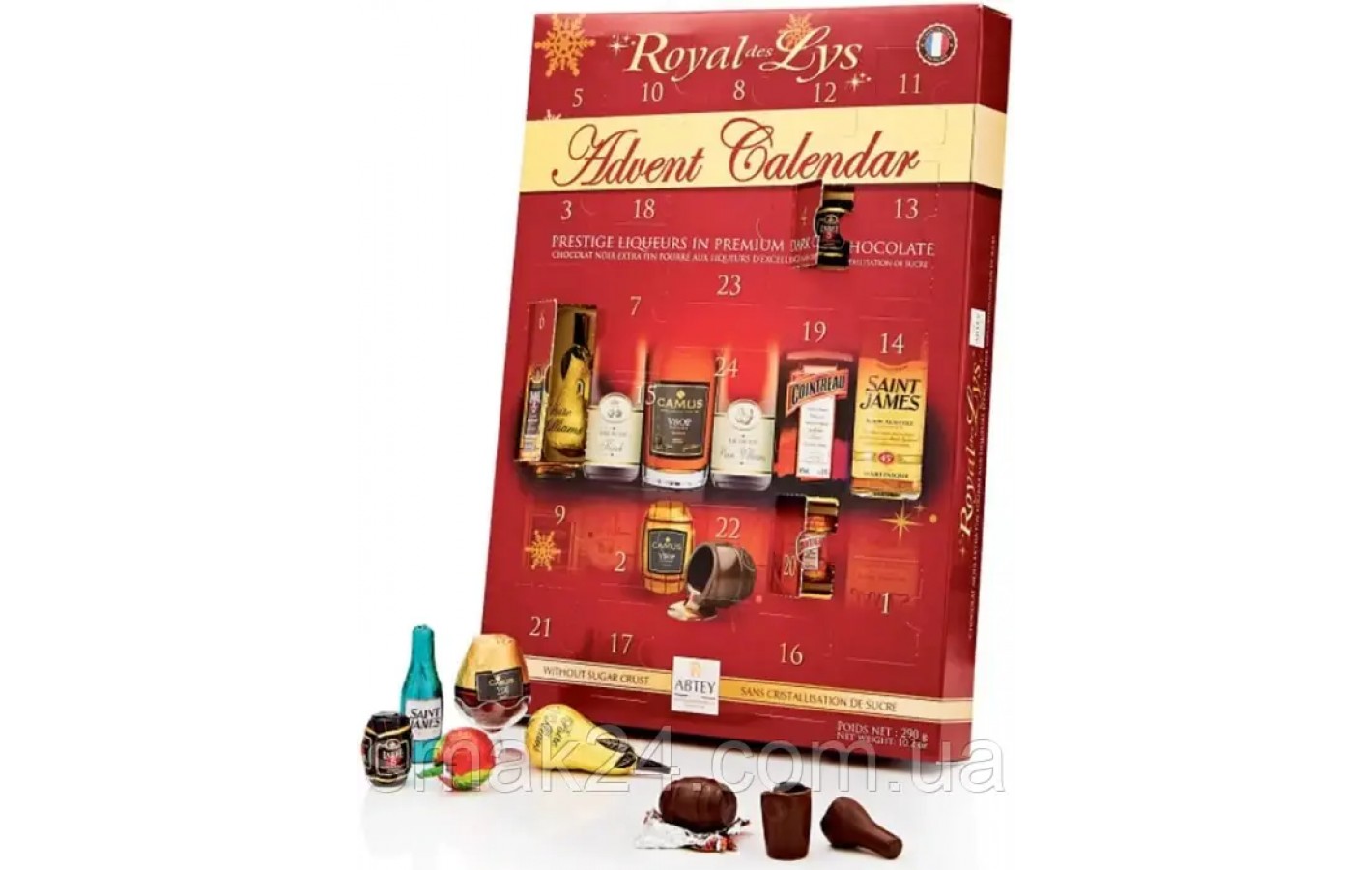 Адвент календарь 24 ликера Royal Des Lys Prestige Dark Chocolate Liqueurs 290 г Германия