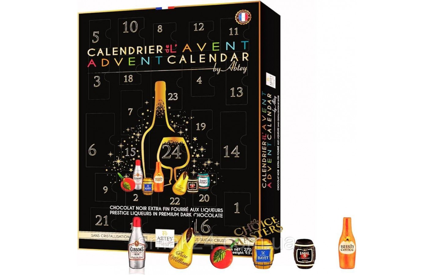 Адвент календарь 24 ликера Abtey Prestige Chocolate Liqueur Selection Christmas Advent 270 г  Германия