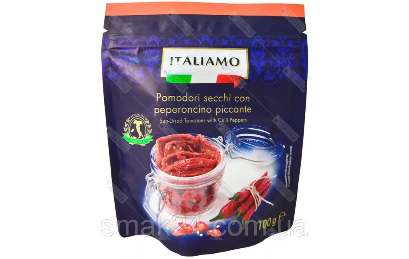 Томаты сушеные с перцем чили Italiamo secchi con peperoncino piccante , Италия 100 г