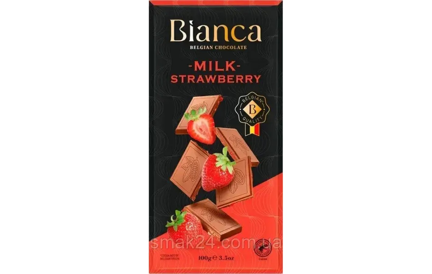 Шоколад молочный с клубникой Bianca Milk Strawberry100г Бельгия