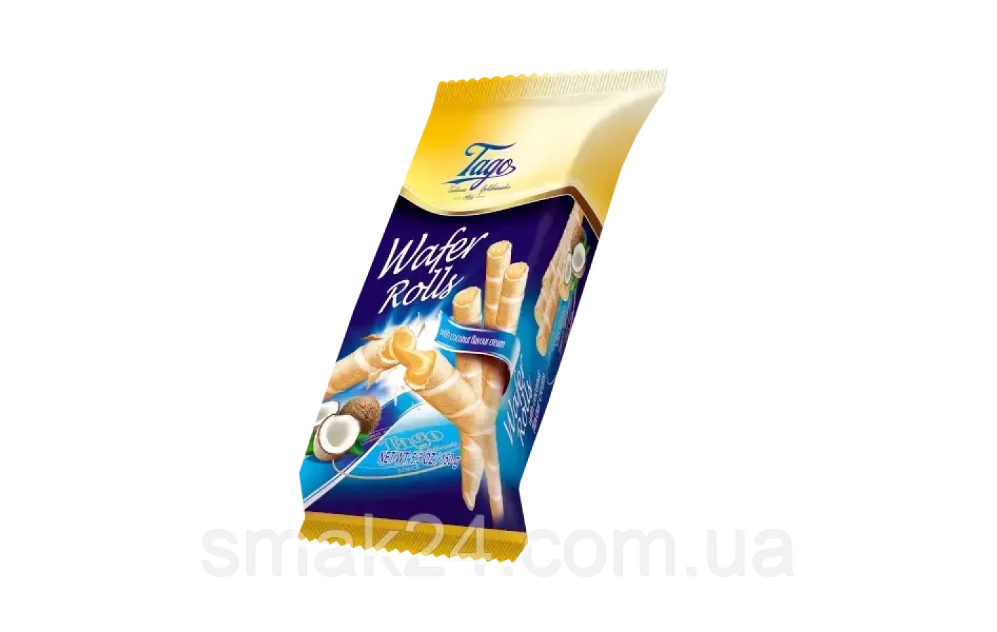 Вафельные трубочки с кокосовым кремом Tago Rolls With coconut 150г Польша