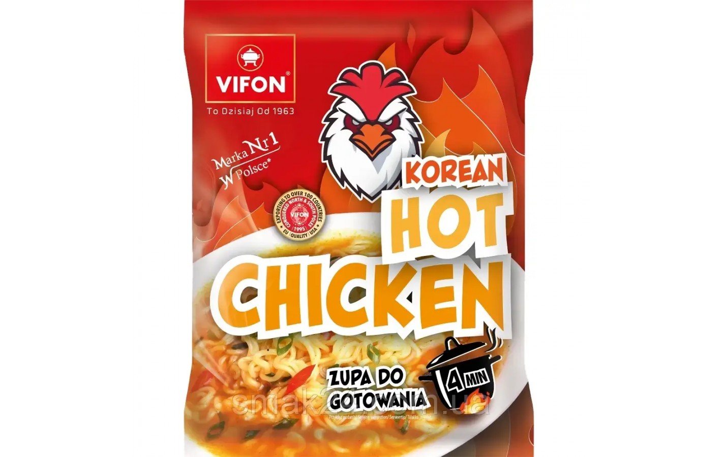 Суп Корейский острый цыпленок с лапшой  быстрого приготовления VIFON Korean Hot Chicken 105 г Вьетнам