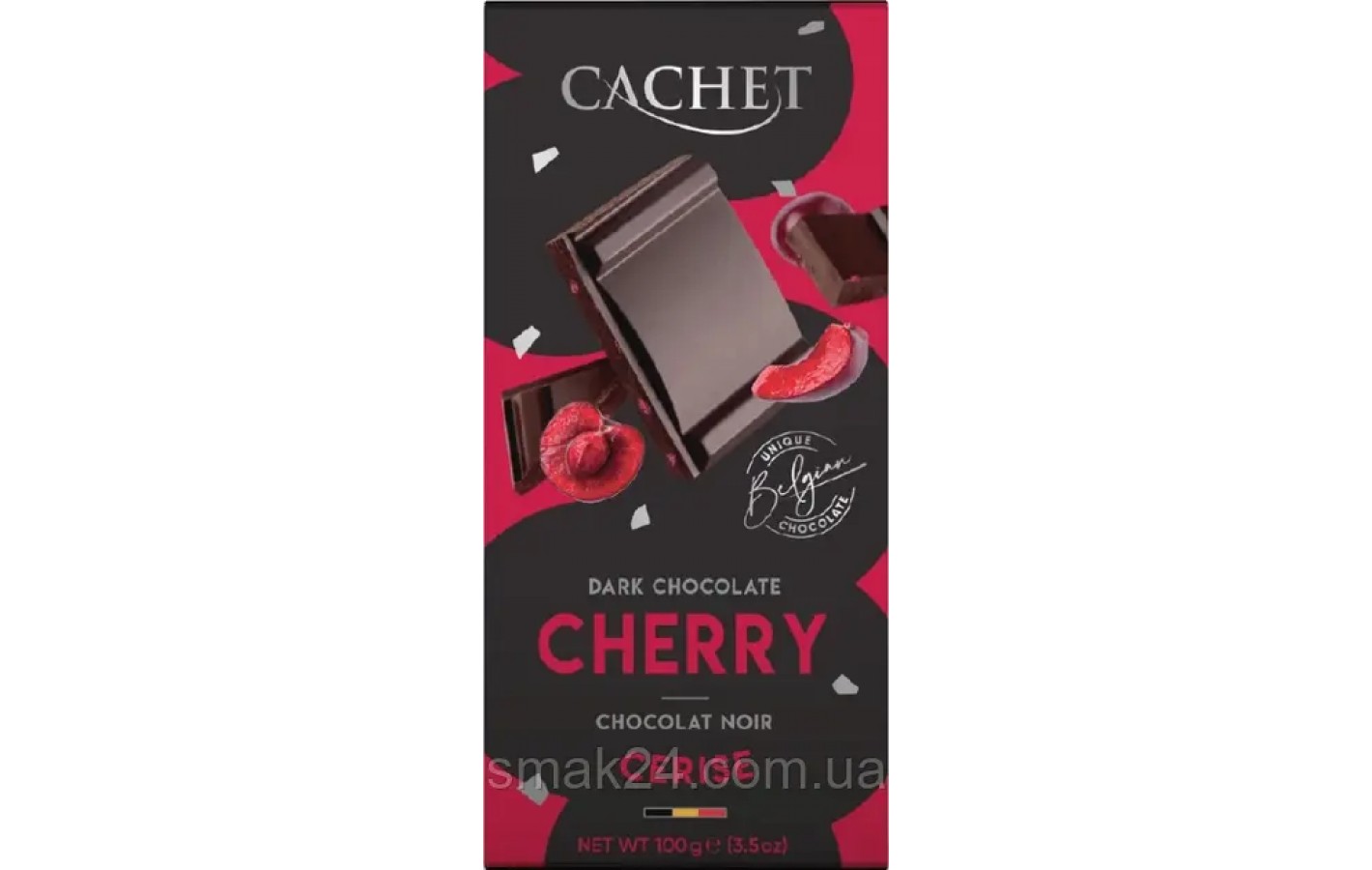 Шоколад Cachet (Кашет) черный 57% какао с  вишней Бельгия 100г