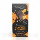 Шоколад Cachet (Кашет) черный 57% какао с миндалем и апельсином Бельгия 100г