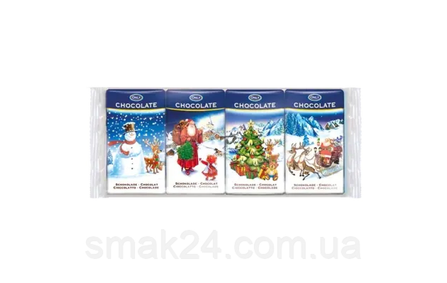 Рождественский набор мини-шоколадок Only  (4шт.х15г) 60г Австрия