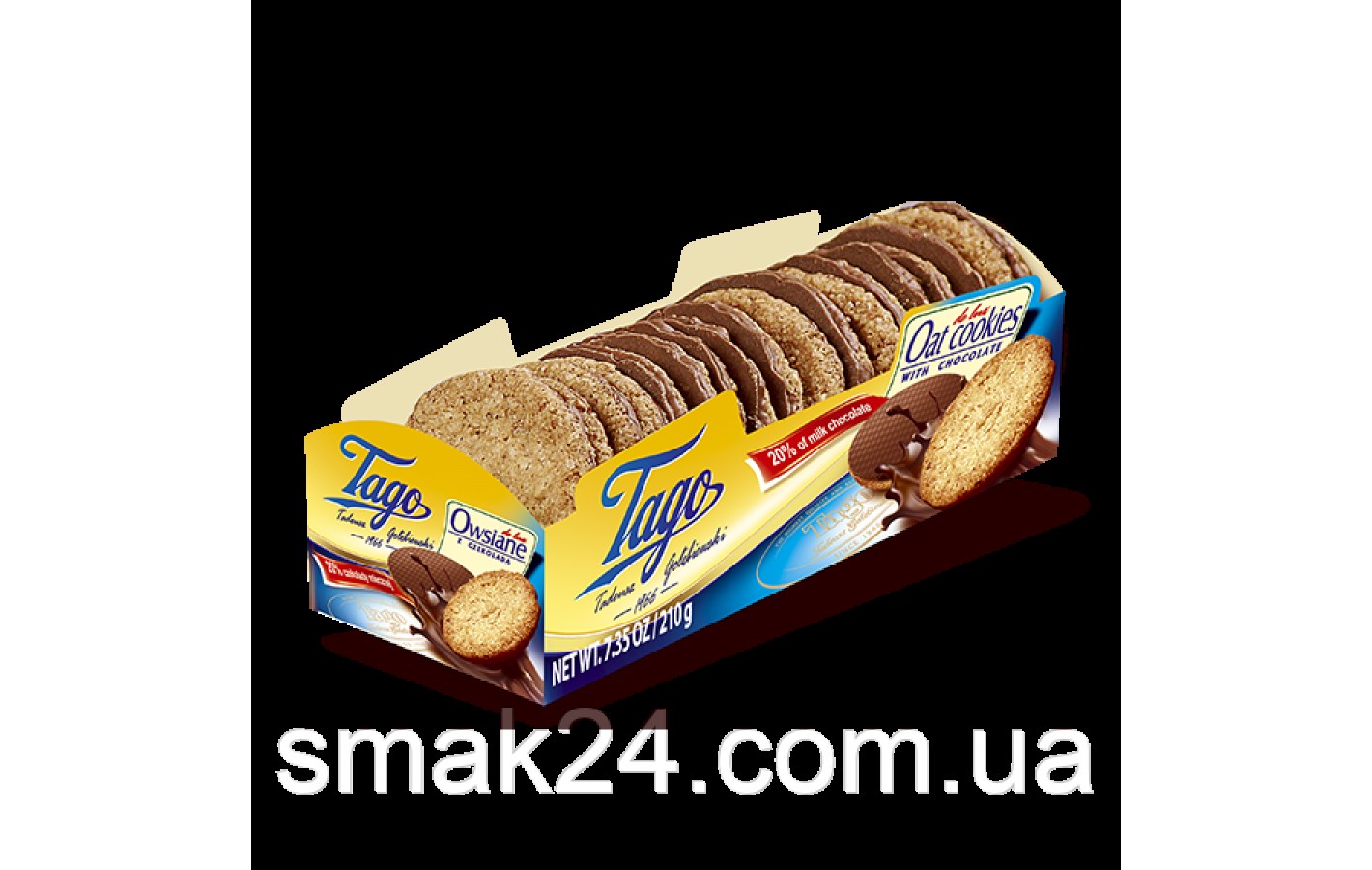 Печенье офсяное с молочным шоколадом Tago 210г Польша
