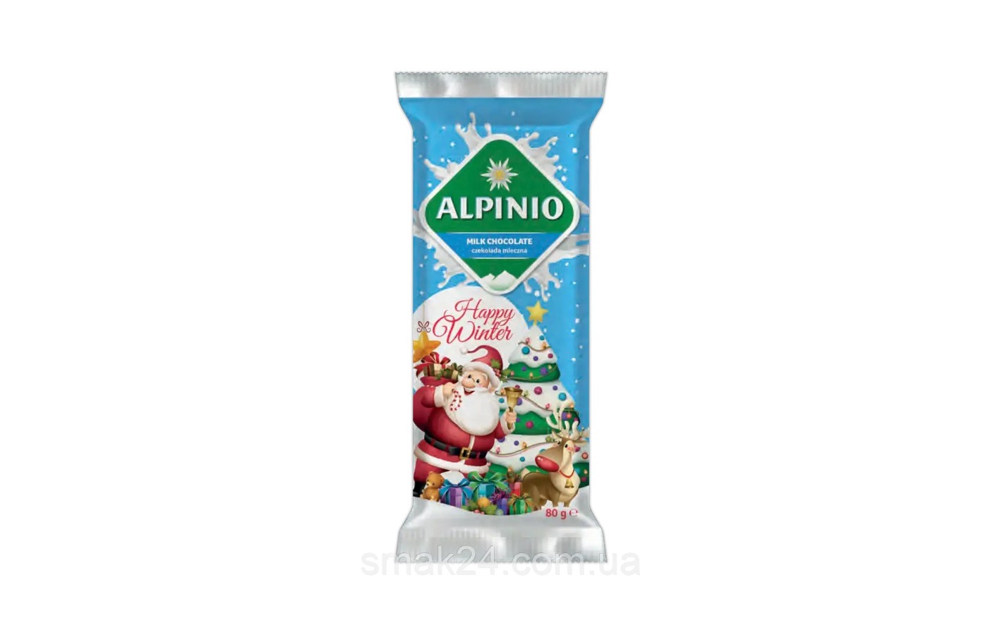 Шоколад молочний Alpinio Merry Christmas 80 г Польша