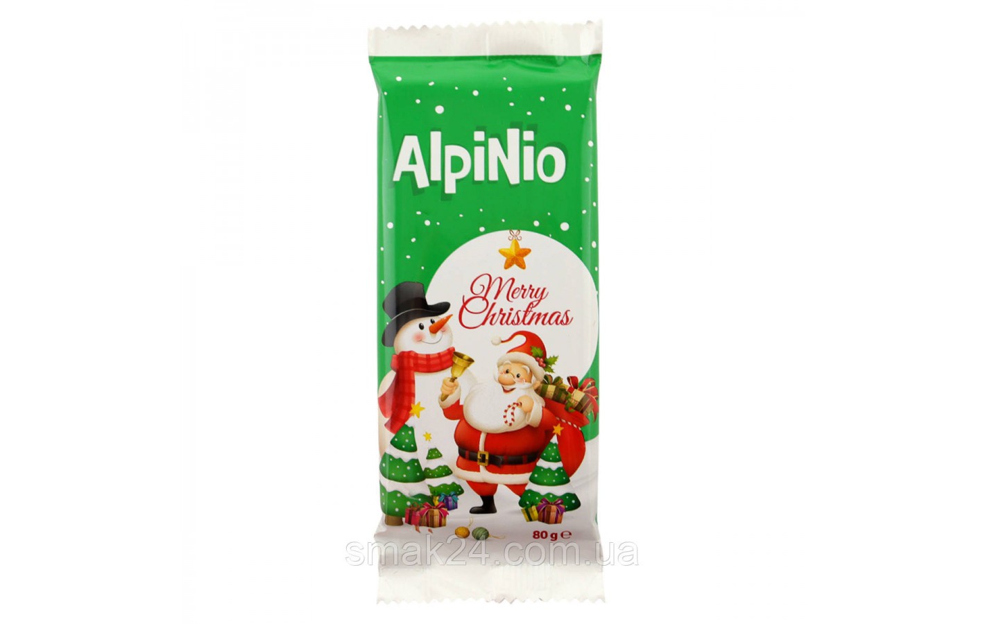 Шоколад молочний Alpinio Merry Christmas 80 г Польша