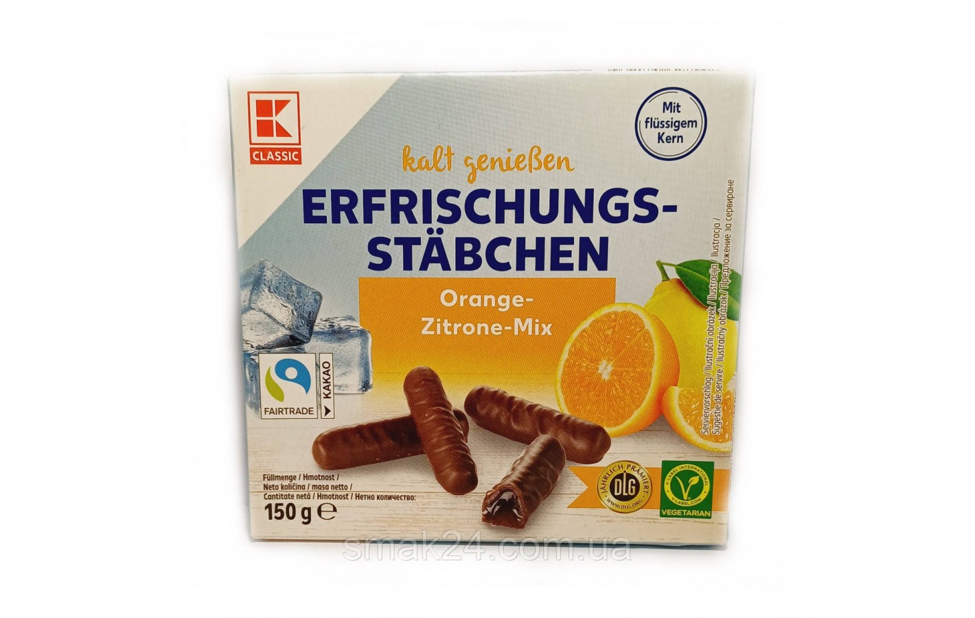 Шоколадные конфеты ( палочки ) с апельсиново-лимонным соком Erfrischungs-Stabchen 150г Германия