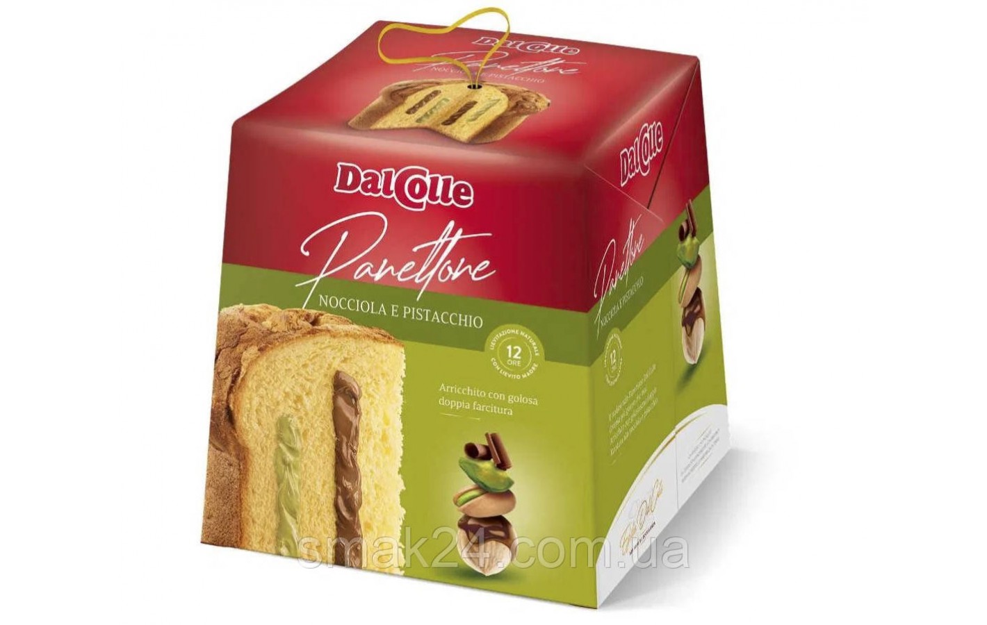 Панеттоне с шоколадо-фисташковым кремом  Dal Colle Panettone Nocciola e Fistacchio 750г Италия