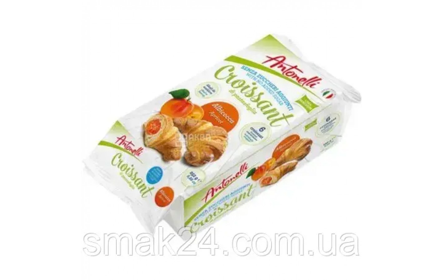 Круассани БЕЗ САХАРА с абрикосовой начинкой   Antonelli Croissant  252г Италия