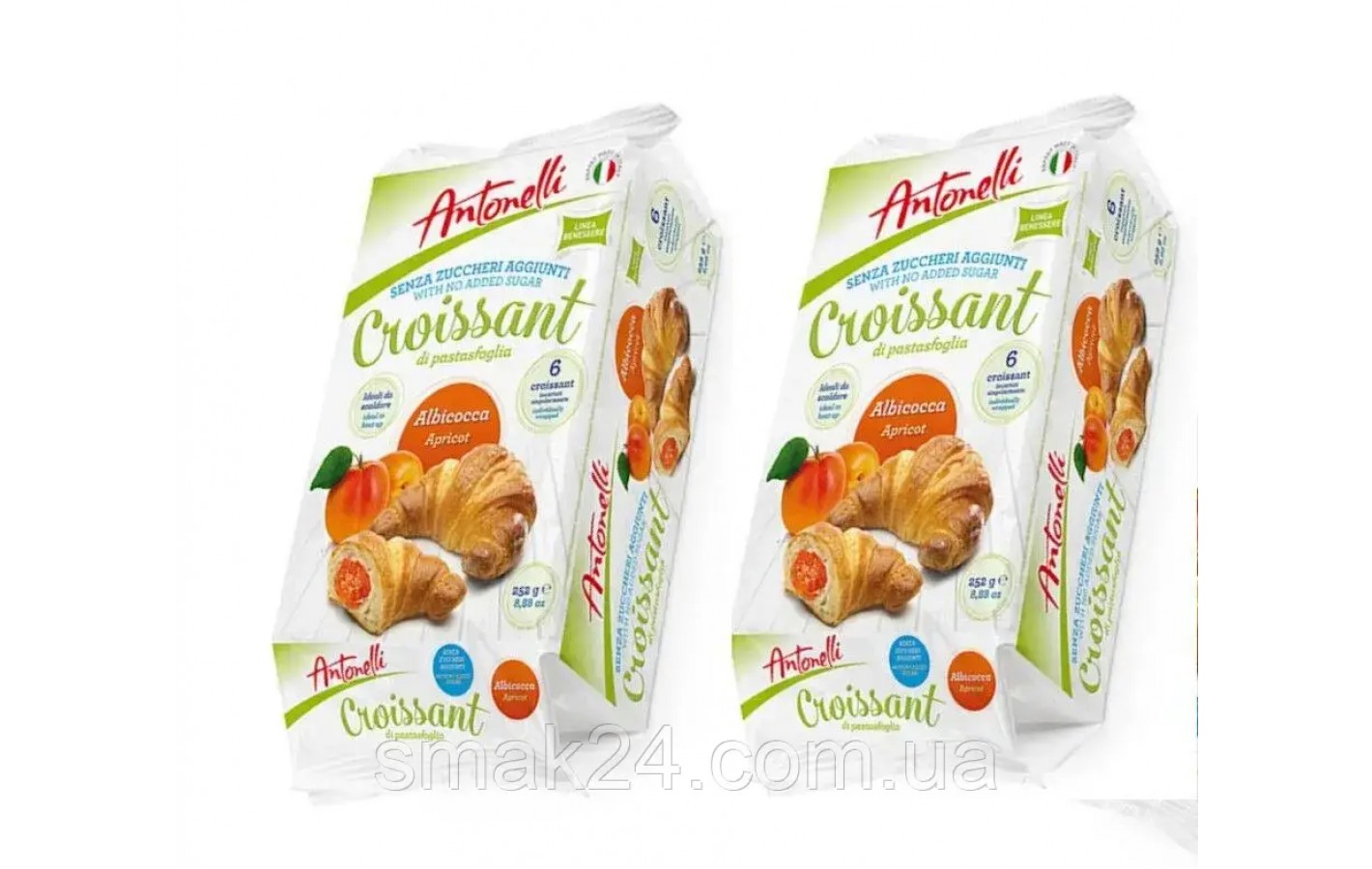 Круассани БЕЗ САХАРА с абрикосовой начинкой   Antonelli Croissant  252г Италия