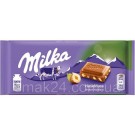 Шоколад молочный с лесным орехом Milka Hazelnuts  Швейцария 100г