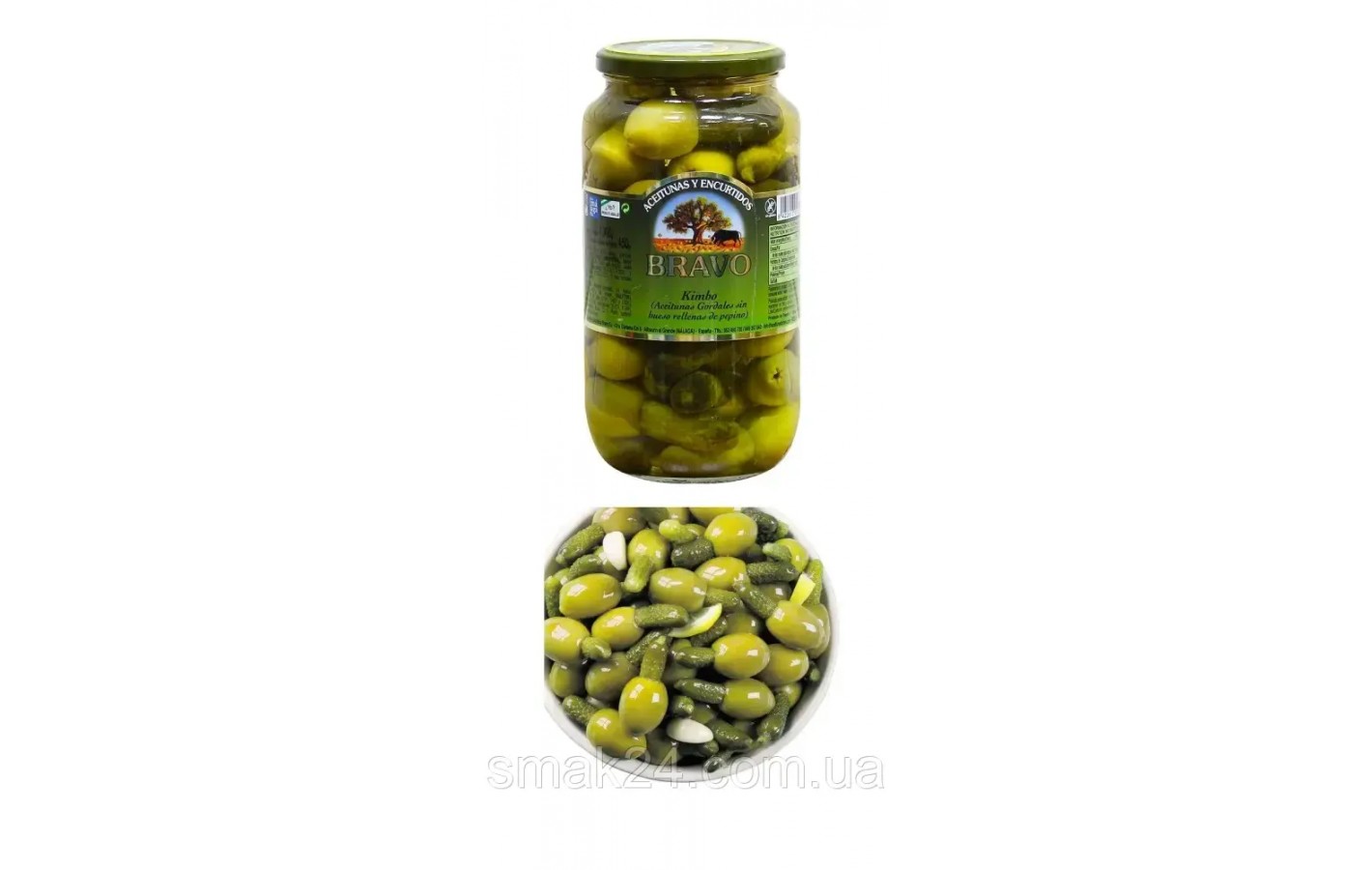 Оливки-гигант с Корнишонами Bravo Aceitunas Kimbo Gordales 1000г Испания