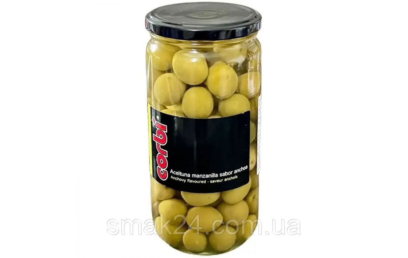 Оливки с косточкой со вкусом Анчоуса Corbi Manzanilla Sabor Anchoa 700г/400 Испания