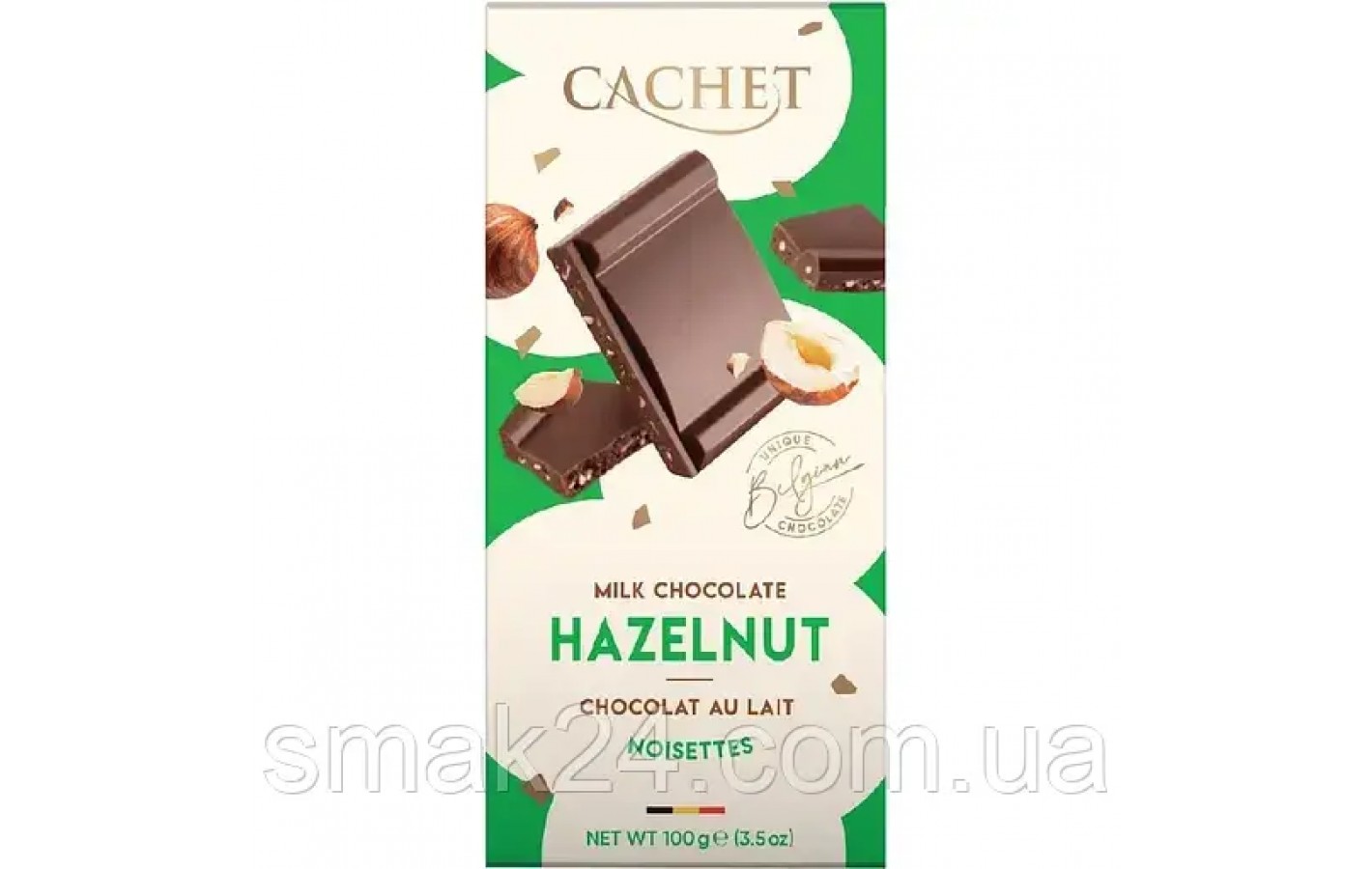 Шоколад  молочный с лесным орехом Cachet Hazelnut Бельгия 100г