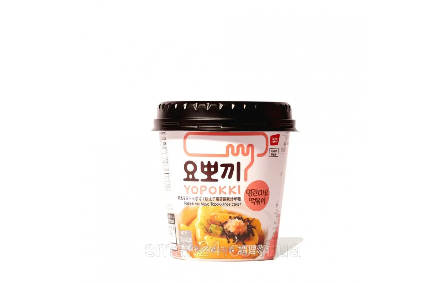 Рисовые палочки топокки в майонезном соусе с икрой минтая Yopokki Pollack roe Mayo Topokki 118г Корея