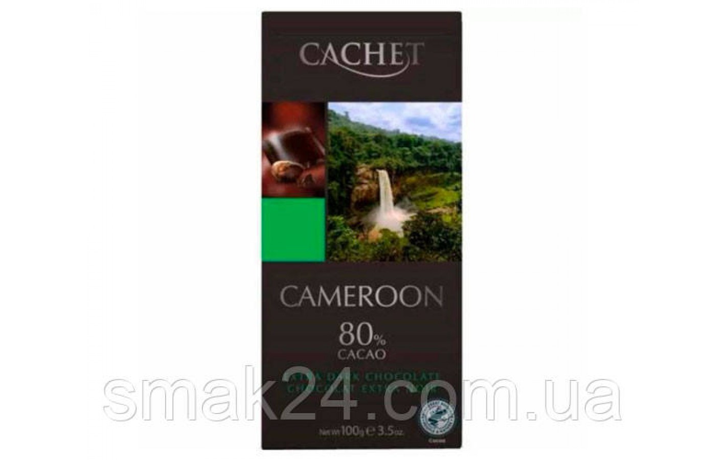 Шоколад экстра черный 80% какао Cachet Cameroon 100 г Бельгія Шоколад Cachet UGANDA 80% 100 г Бельгия
