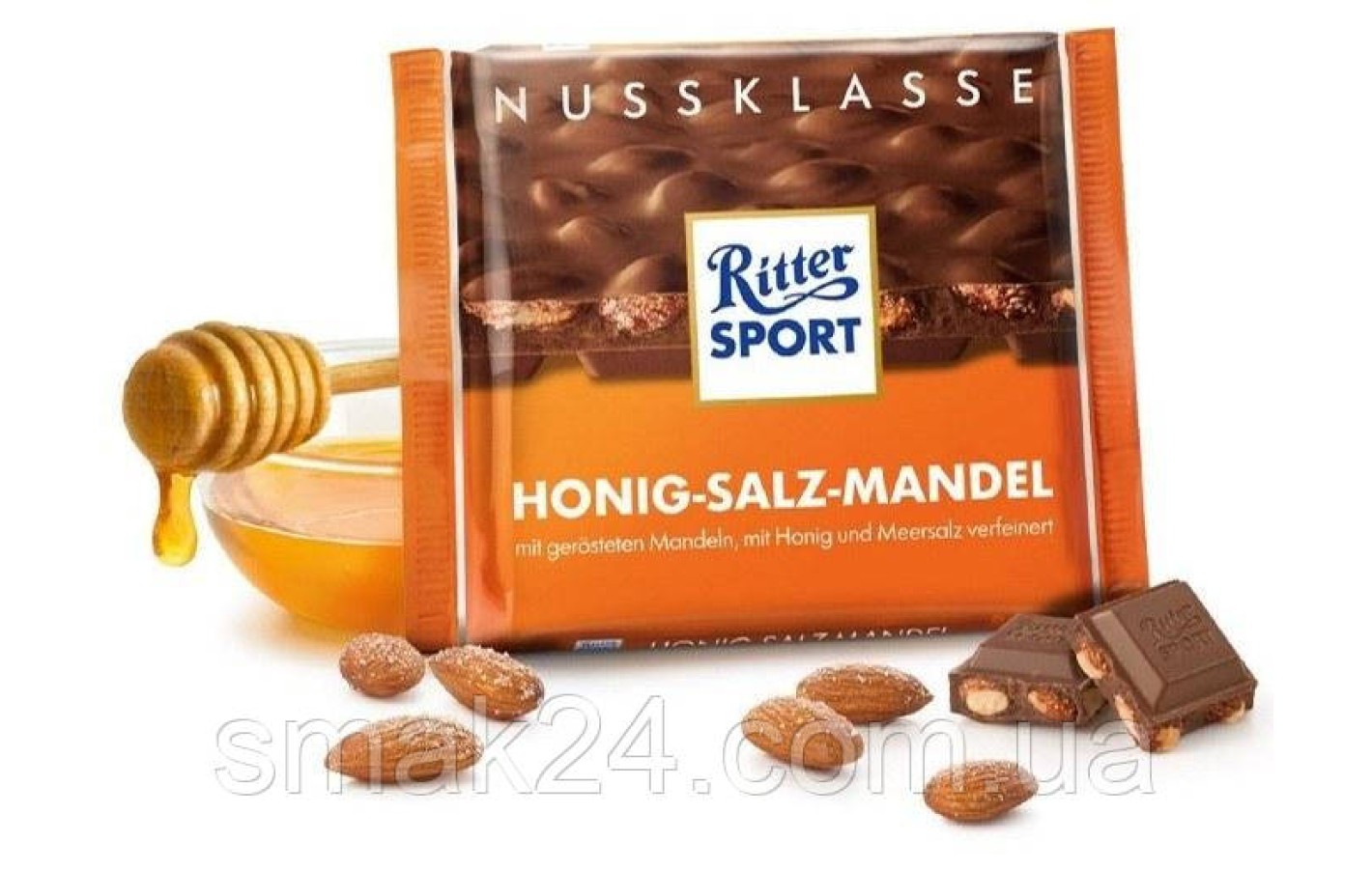 Шоколад Ritter sport HONIG-SALZ-MANDEL (с медом-солью-миндалем) Германия 100г