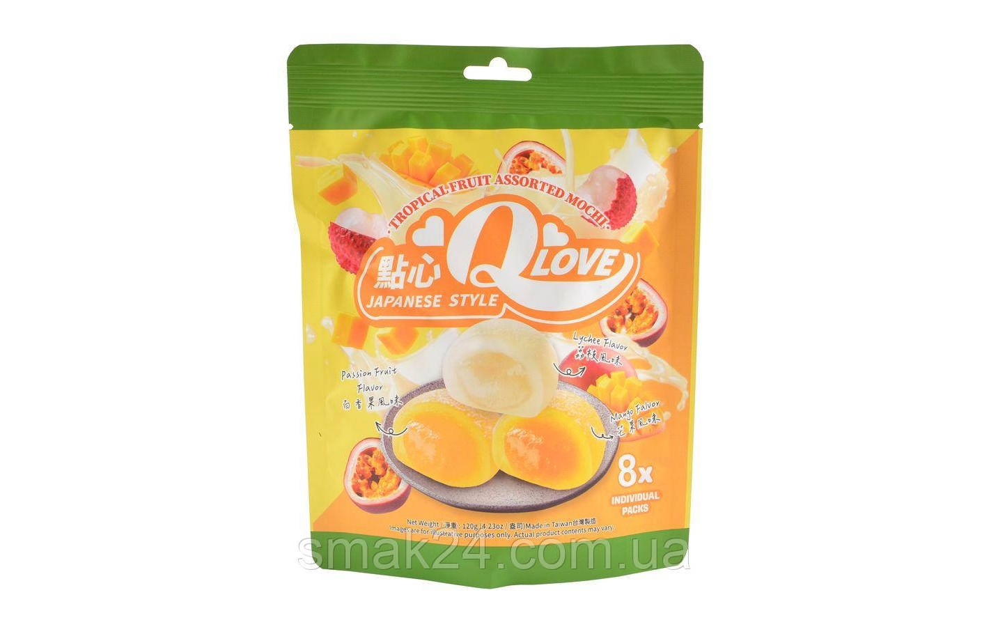 Моти (японское пирожное) с тропическими фруктами Qlove Boba Mochi Tropical Fruit (8х15г)  120г Тайвань