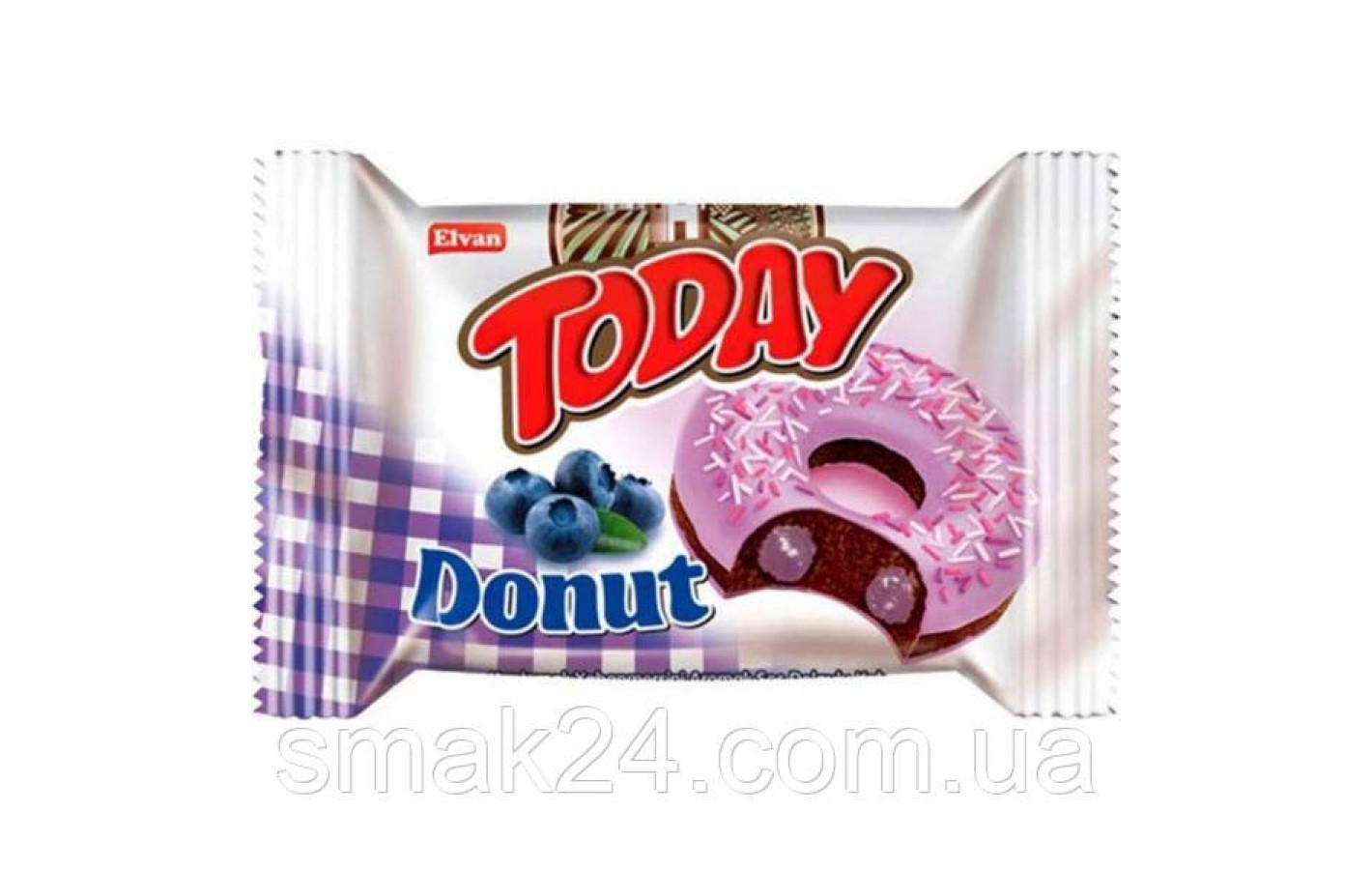Кекс (донат) в глазури с карамелью Elvan Today Donut Blueberry 50г Турция