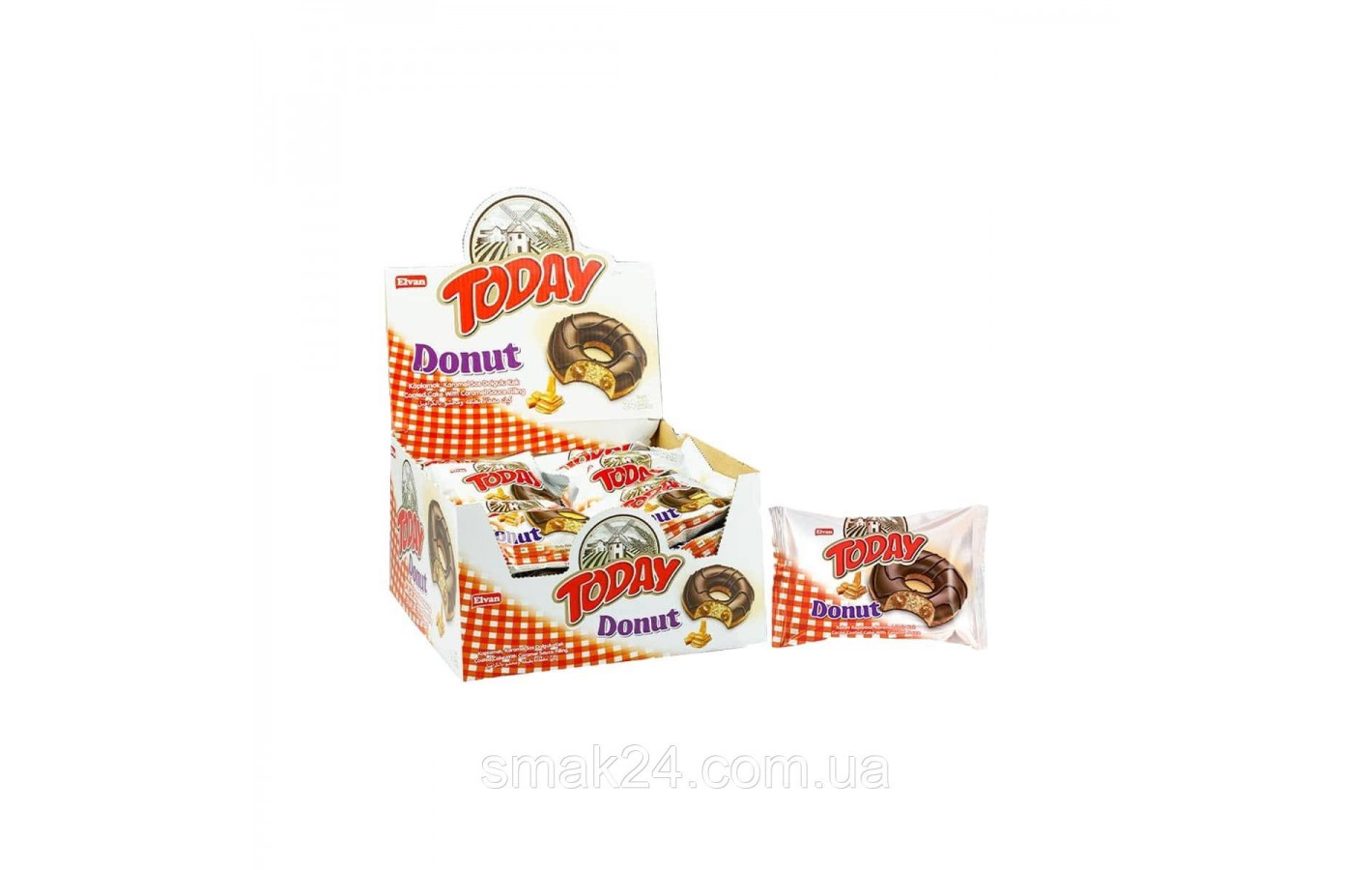 Кекс (донат) в глазури с карамелью Elvan Today Donut Blueberry 1200г Турция
