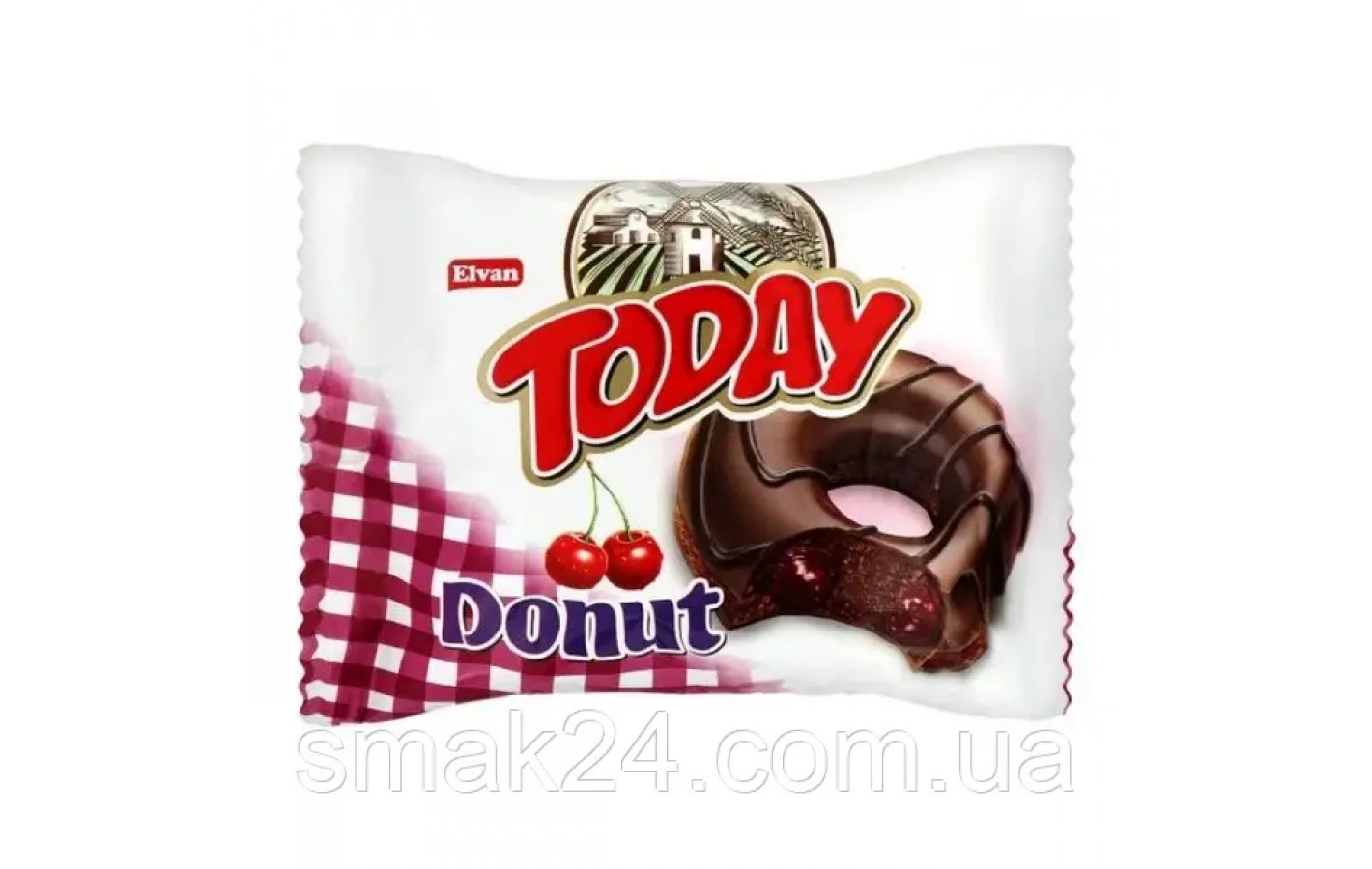 Кекс (донат) в глазури со вкусом вишни Elvan Today Donut Blueberry 50г Турция
