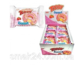 Кекс (донат) в глазури со вкусом клубники Elvan Today Donut Blueberry 1200г Турция