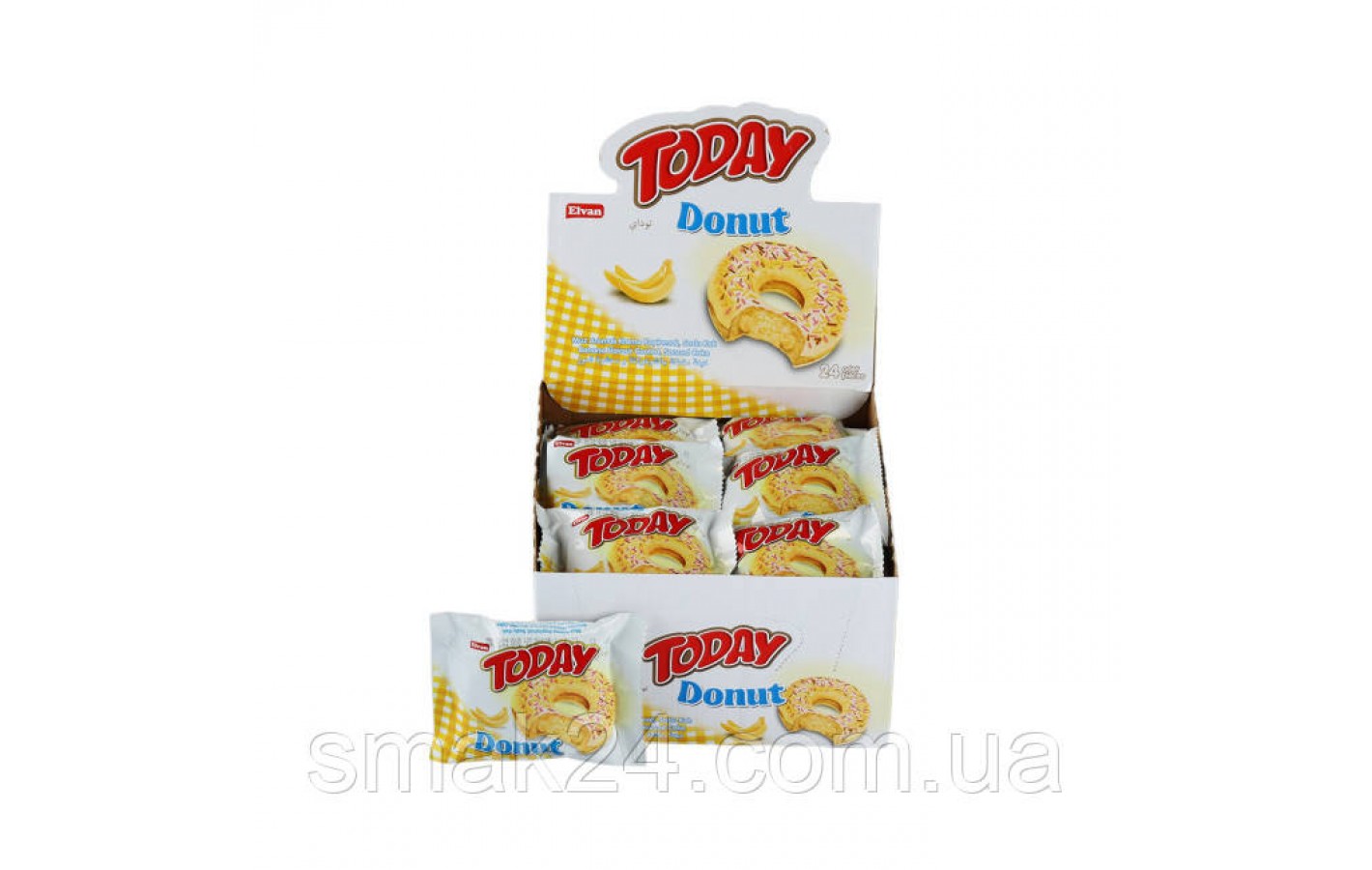 Кекс (донат) в глазури со вкусом банана Elvan Today Donut Blueberry 1200г Турция