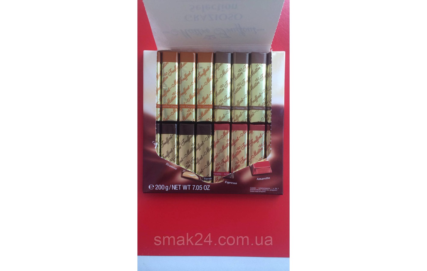 Шоколад Maitre Truffout Grazioso Австрия 200г (4 вкуса в одной упаковке ... амаретто, эспрессо,тирамису, капуч