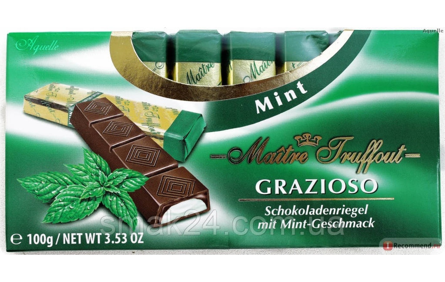 Шоколад Maitre Truffout Grazioso с мятой 45% какао Австрия 100г