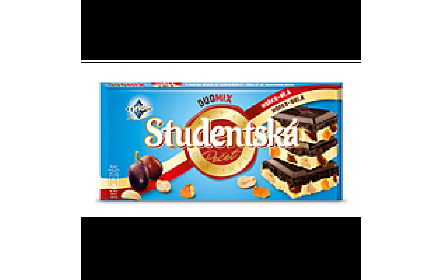 Шоколад черно-белый Studentska с изюмом и арахисом Чехия 180г