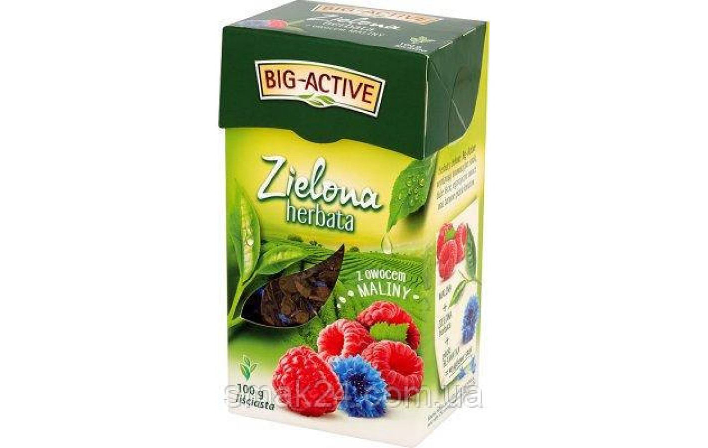 Чай зеленый Big Aktiv с малиной и лепестками ноготка Польша 100г