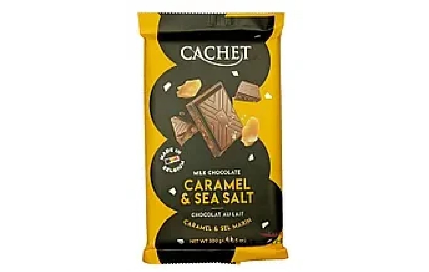 Шоколад CACHET (КАШЕТ) молочний 32% какао з карамеллю і морською сіллю Бельгія 300г