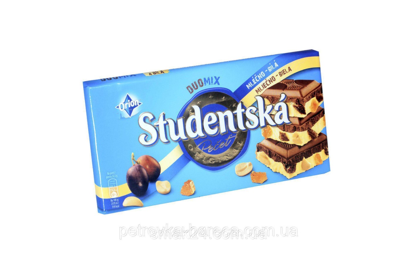 Шоколад бело-молочный Studentska c арахисом и изюмом Чехия 170г