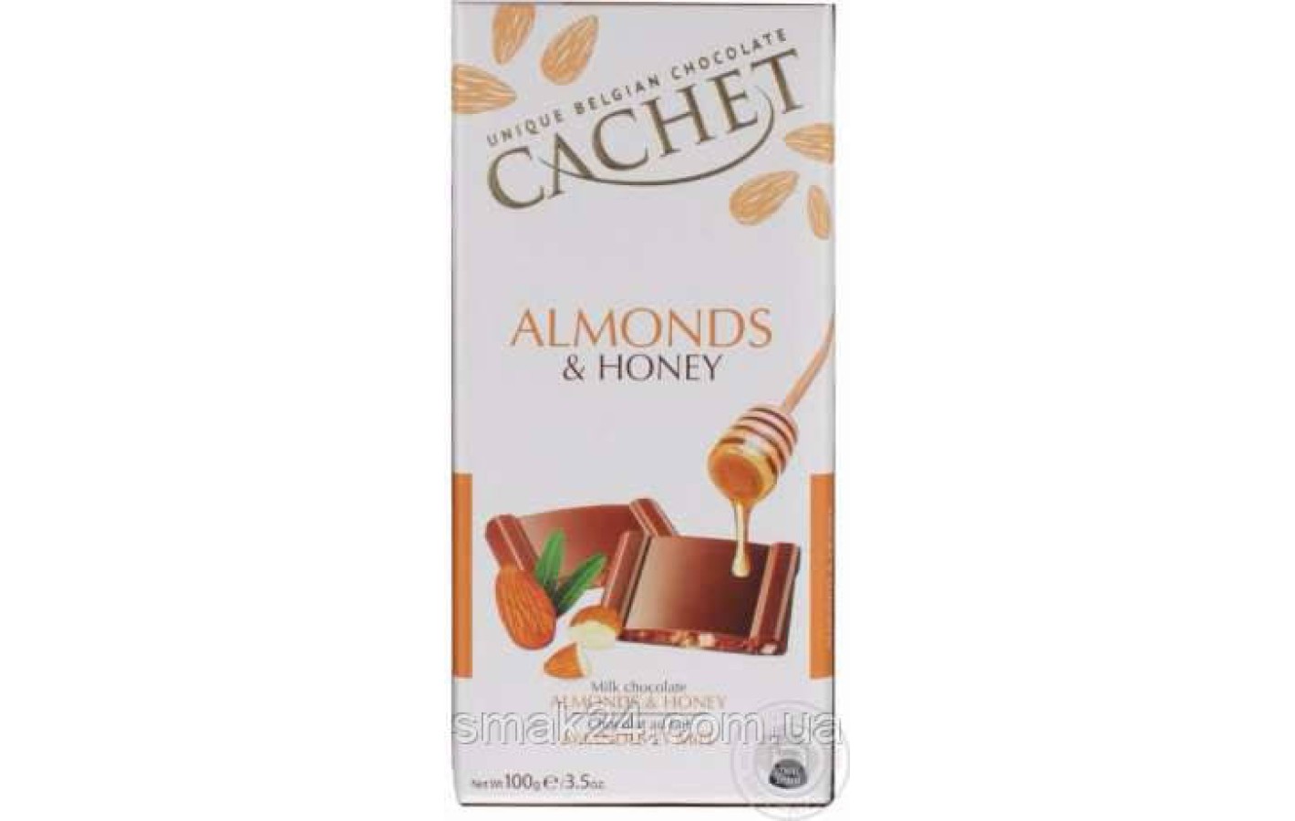 Шоколад Cachet (Кашет) молочний з мигдалем і медом Бельгія 100г