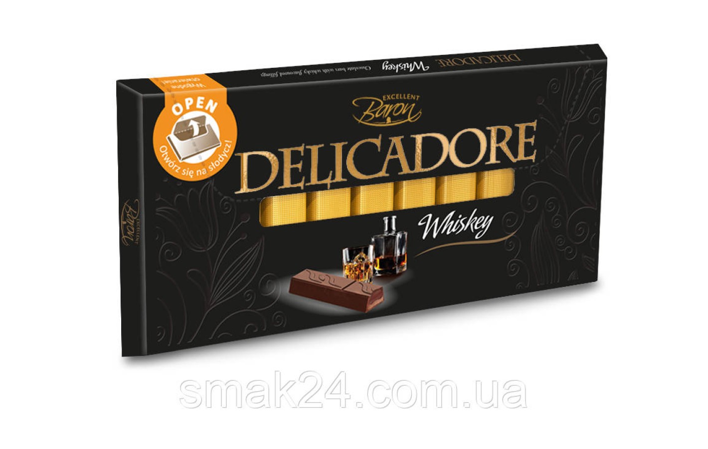 Шоколад чорний Віскі DELICADORE Whiskey 200 г Польща