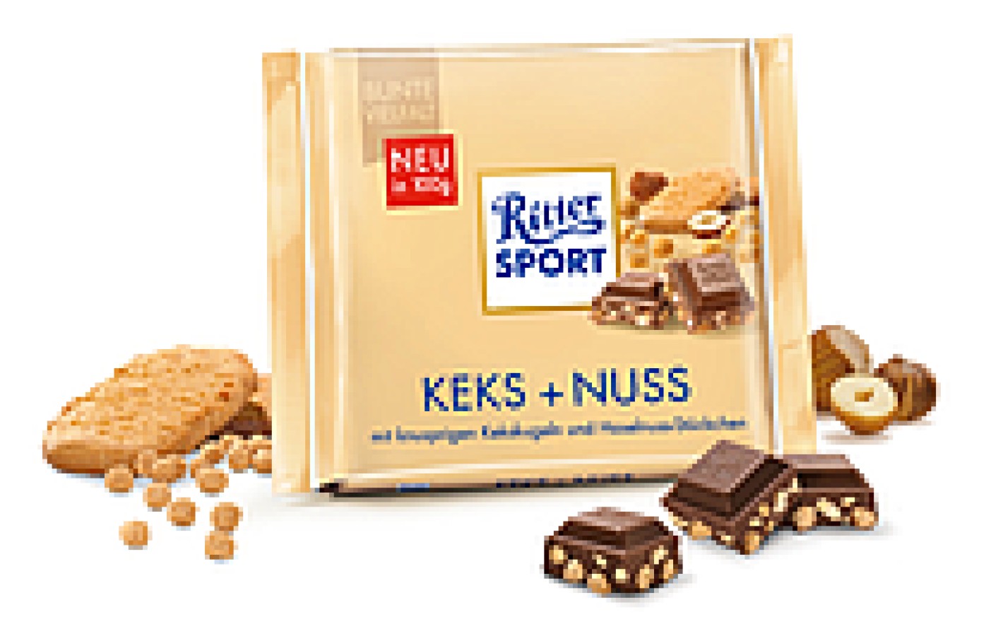 Шоколад Ritter sport KEKS+NUSS (Кекс + лесной орех) Германия 100 г