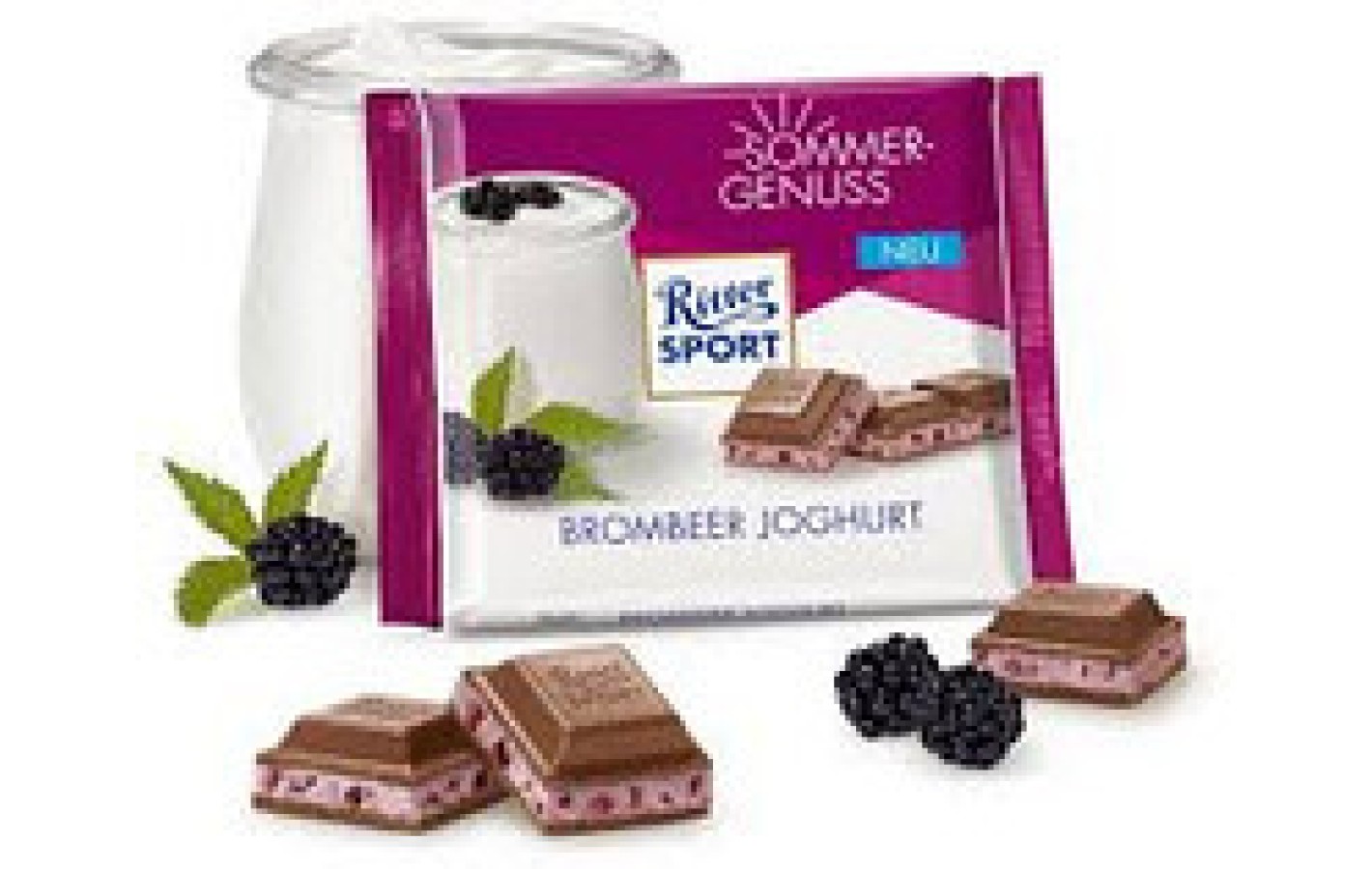 Шоколад Ritter sport BROMBEER JOGHURT (Ежевикой и йогуртом) Германия 100 г