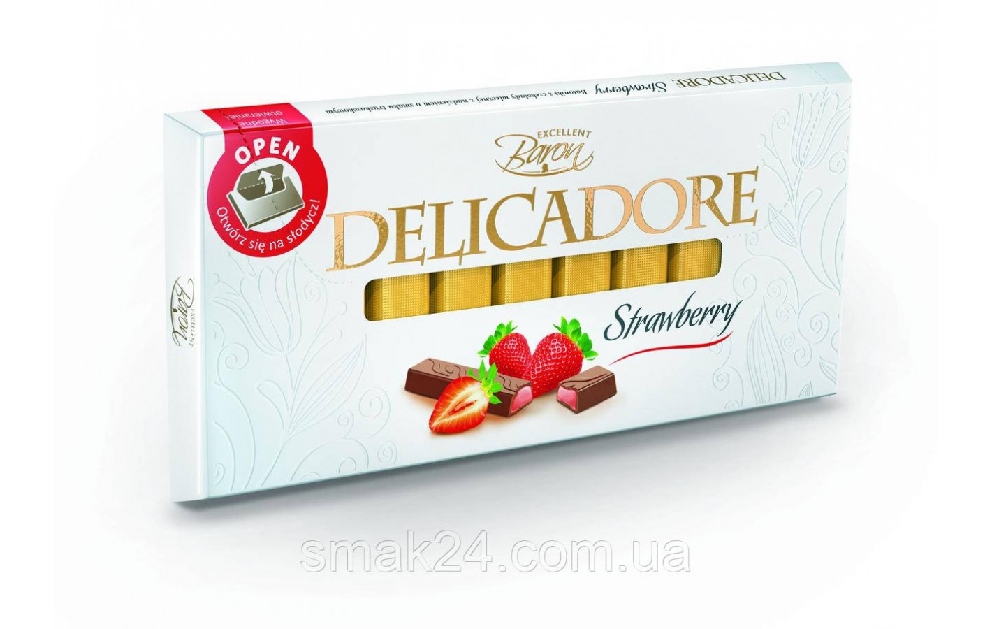 Шоколад молочный DELICADOR Strawberry ( с клубникой) Baron Польша 200г