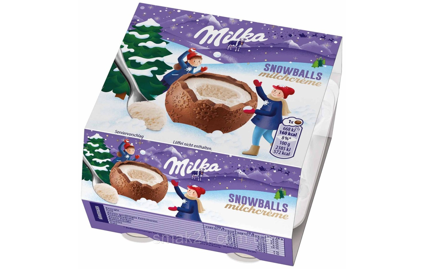 Шоколадні сніжки з молочним кремом Milka SnowBalls (4х28г) 112г Швейцарія