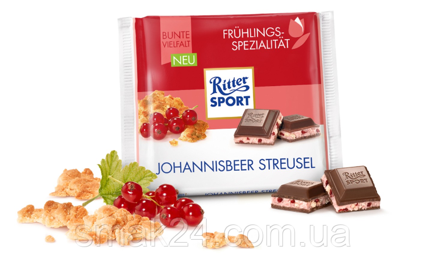 Шоколад Ritter sport Johannisbeer Streusel (Смородина красная) Германия 100 г