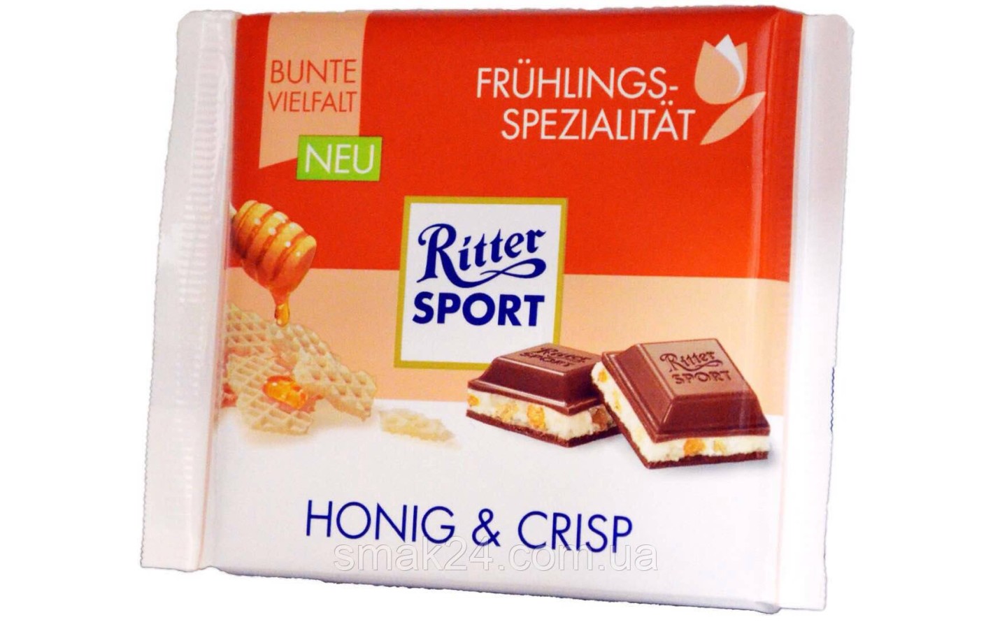 Шоколад Ritter sport HONIG & CRIPS ( с медом и хрустящий) Германия 100 г